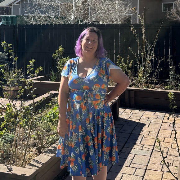 Hell Bunny pinup Citrus Print Fit & Flare Dress Retro Summer 🍊 2XL uk18 - Picture 4 of 5